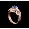 Image 4 : 0.96 ctw Tanzanite and Diamond Ring - 14KT Rose Gold