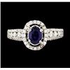Image 2 : 0.75 ctw Sapphire and Diamond Ring - 14KT White Gold