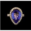 Image 2 : 9.00 ctw Tanzanite and Diamond Ring - 14KT Yellow Gold