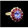 Image 1 : 14KT Yellow Gold 2.75 ctw Tanzanite, Ruby and Diamond  Ring