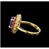 Image 3 : 14KT Yellow Gold 2.75 ctw Tanzanite, Ruby and Diamond  Ring