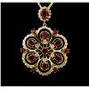 Image 1 : 14KT Yellow Gold 9.82 ctw Ruby and Diamond Pendant With Chain