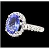 Image 1 : 4.10 ctw Tanzanite and Diamond Ring - 14KT White Gold