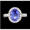 Image 2 : 4.10 ctw Tanzanite and Diamond Ring - 14KT White Gold