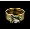 Image 2 : 0.34 ctw Diamond and Emerald Ring - 14KT Rose Gold