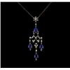Image 1 : 2.71 ctw Sapphire and Diamond Necklace - 18KT Rose Gold
