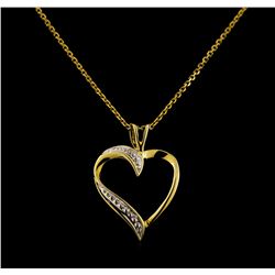 10KT Yellow Gold Diamond Heart Pendant With Chain