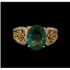 Image 2 : 14KT Yellow Gold 2.47 ctw Emerald and Diamond Ring