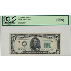 1950-B $5 PCGS Gem New 65PPQ Federal Reserve Note