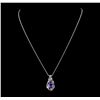 Image 1 : 3.80 ctw Tanzanite and Diamond Pendant With Chain - 14KT White Gold