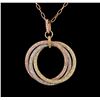 Image 2 : 14KT Three-Tone Gold 1.53 ctw Diamond Pendant With Chain