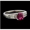 Image 1 : 0.60 ctw Ruby and Diamond Ring - Platinum