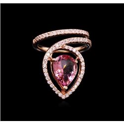 2.36 ctw Pink Tourmaline and Diamond Ring - 14KT Rose Gold