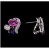 Image 2 : 4.14 ctw Pink Sapphire and Diamond Earrings - 14KT White Gold
