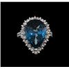 Image 2 : 14KT White Gold 13.10 ctw Topaz and Diamond Ring