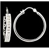 Image 2 : 1.00 ctw Diamond Hoop Earrings - 10KT White Gold