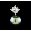 Image 1 : Pearl and Diamond Pendant - 14KT White Gold