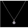 Image 2 : 1.40 ctw Tanzanite and Diamond Pendant With Chain - 14KT White Gold