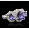 Image 1 : 14KT White Gold 2.75 ctw Tanzanite and Diamond Ring