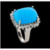 Image 4 : 9.37 ctw Turquoise and Diamond Ring - 14KT White Gold