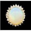 Image 2 : 10.95 ctw Opal and Diamond Ring - 14KT Yellow Gold