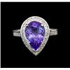 Image 2 : 14KT White Gold 4.13 ctw Tanzanite and Diamond Ring