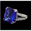 Image 1 : GIA Cert 20.37 ctw Tanzanite and Diamond Ring - 14KT White Gold