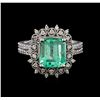 Image 2 : 2.83 ctw Emerald and Diamond Ring - 14KT White Gold