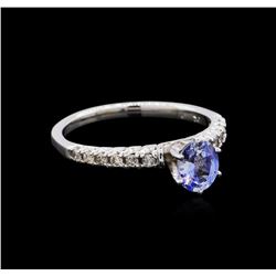 0.81 ctw Sapphire and Diamond Ring - 10KT White Gold