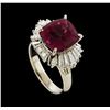 Image 4 : 4 ctw Pink Tourmaline and Diamond Ring - Platinum