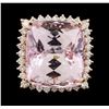 Image 2 : 34.86 ctw Kunzite and Diamond Ring - 14KT Rose Gold