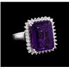 Image 1 : 13.48 ctw Amethyst and Diamond Ring - 14KT White Gold