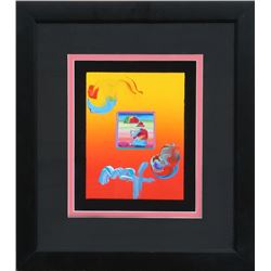 Peter Max, Umbrella Man, Acrylic and Collage Painting