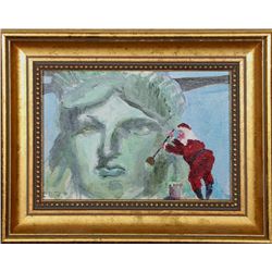 Unknown Artist - Santa Claus Painting the Statue of Liberty, Oil Painting