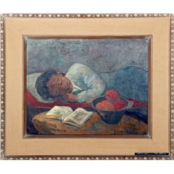 Harry Gottlieb, Sleeping Girl, Oil Painting