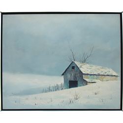 Jorge Braun Tarallo, Winter Barn, Oil Painting