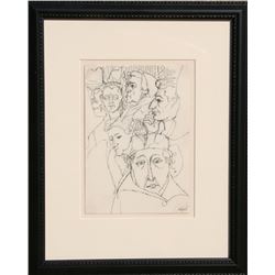 Elijah Silverman, Subway People, Pencil Drawing