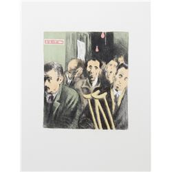 Raphael Soyer, Subway Exit from the Memories Portfolio, Lithograph