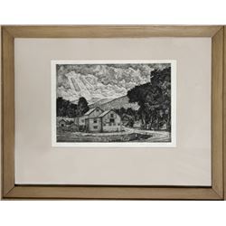 Luigi Lucioni, Farm, Etching