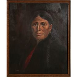 C. Judge, Portrait of a Native American Woman, Oil Painting