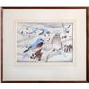 Image 1 : Rex Brasher, Blue Birds, Hand-Colored Lithograph