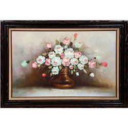 Anderson, Pink and White Roses, Oil Painting