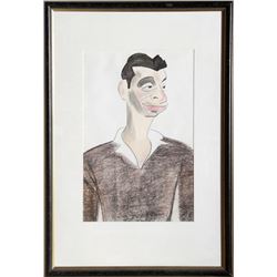 Julius Kroll, Man in Brown, Charcoal and Pastel Drawing