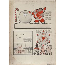 Mel Cummin, Santa Claus and his Magical Snowball, Paper Doll Illustration McCall's, Drawing