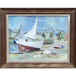 Trafford Partridge Klots, Boats on the shore in Brittany, Oil Painting