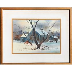 Allen Ulmer, Blue Barn, Watercolor Painting