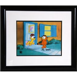 Jim Davis, Garfield and Odie Walking out of the House, Hand Painted Production Cel