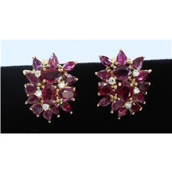 14K Yellow Gold Ruby Earring:12.02gDiamond:0.31ctRuby:19.42ct