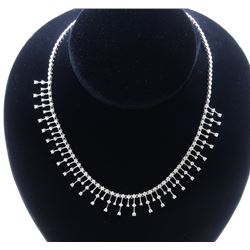 18K White Gold Necklace/Diamond- 6.64ct/Gold- 28.67 Grams