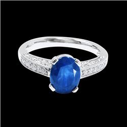 2.37CT NATURAL CEYLON BLUE SAPPHIRE 14K WHITE GOLD RING